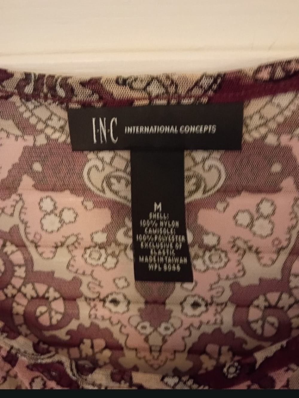 INC International Concepts Burgundy Paisley Scoop-Neck Boho Blouse - Picture 3 of 5